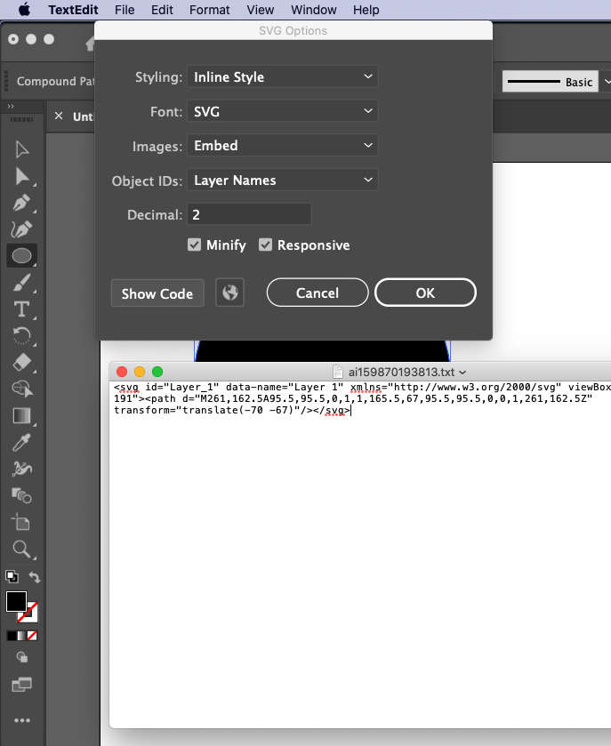 Show svg codes